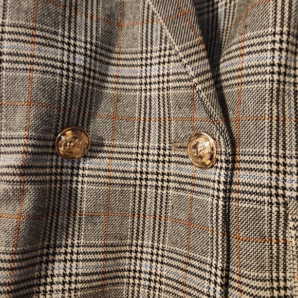 NWT Buddy Love Plaid Double Breasted Oversized Blazer Size Small Brown Tan Cream - Picture 2 of 5